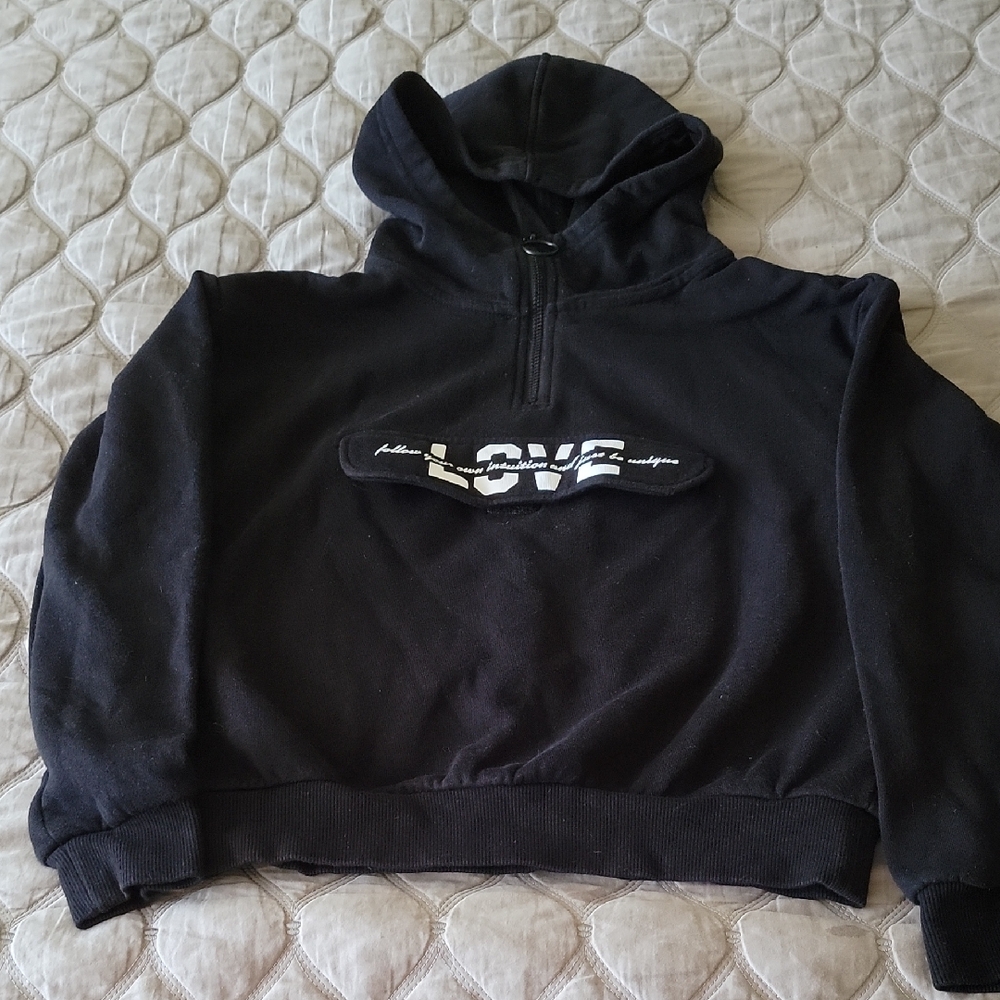 H&M Black Hoodie with Love Graphic